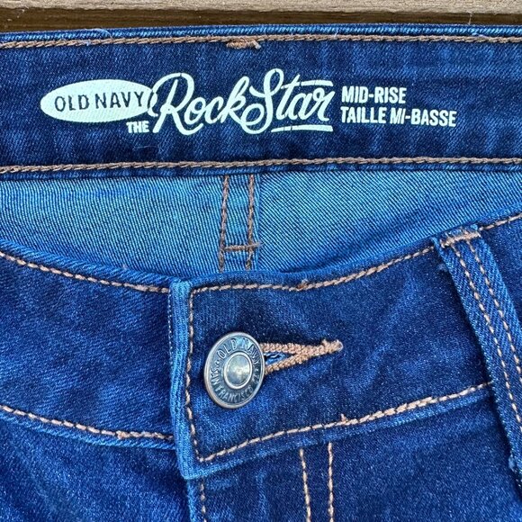 Old Navy Rockstar Mid Rise Dark Blue Jeans Size 4 - Picture 8 of 10